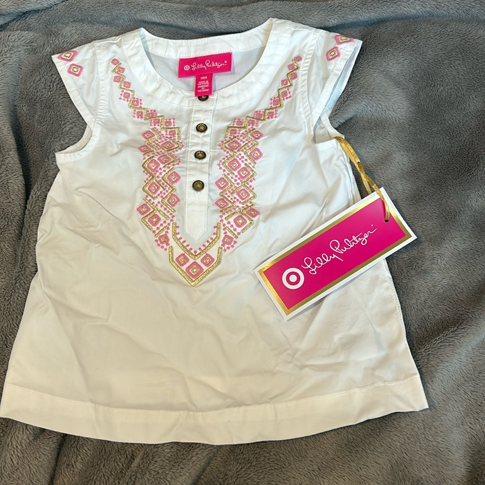 Lily Pulitzer Baby Embroidered White Top-18M